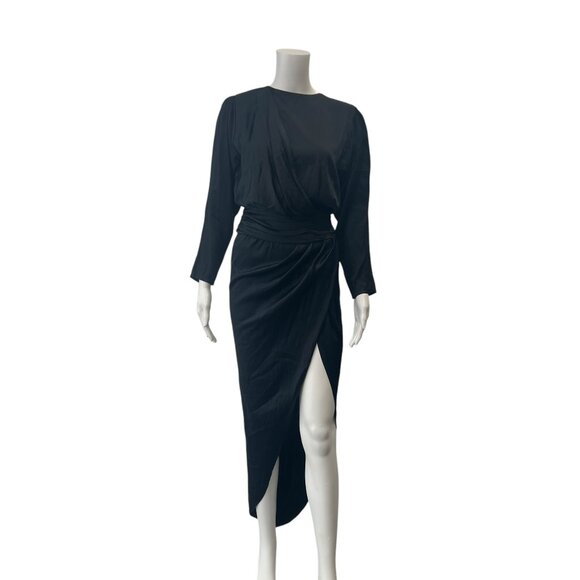 Ronny Kobo Collection Dresses & Skirts - Ronny Kobo Black Silk Asymmetric Midi Slit Dress size Small